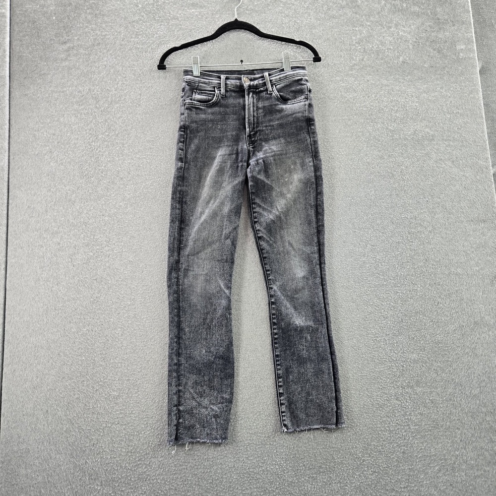 Mother Women Jeans 25 Gray Denim Ankle High Waisted Rascal Snippet Raw‎ Hem